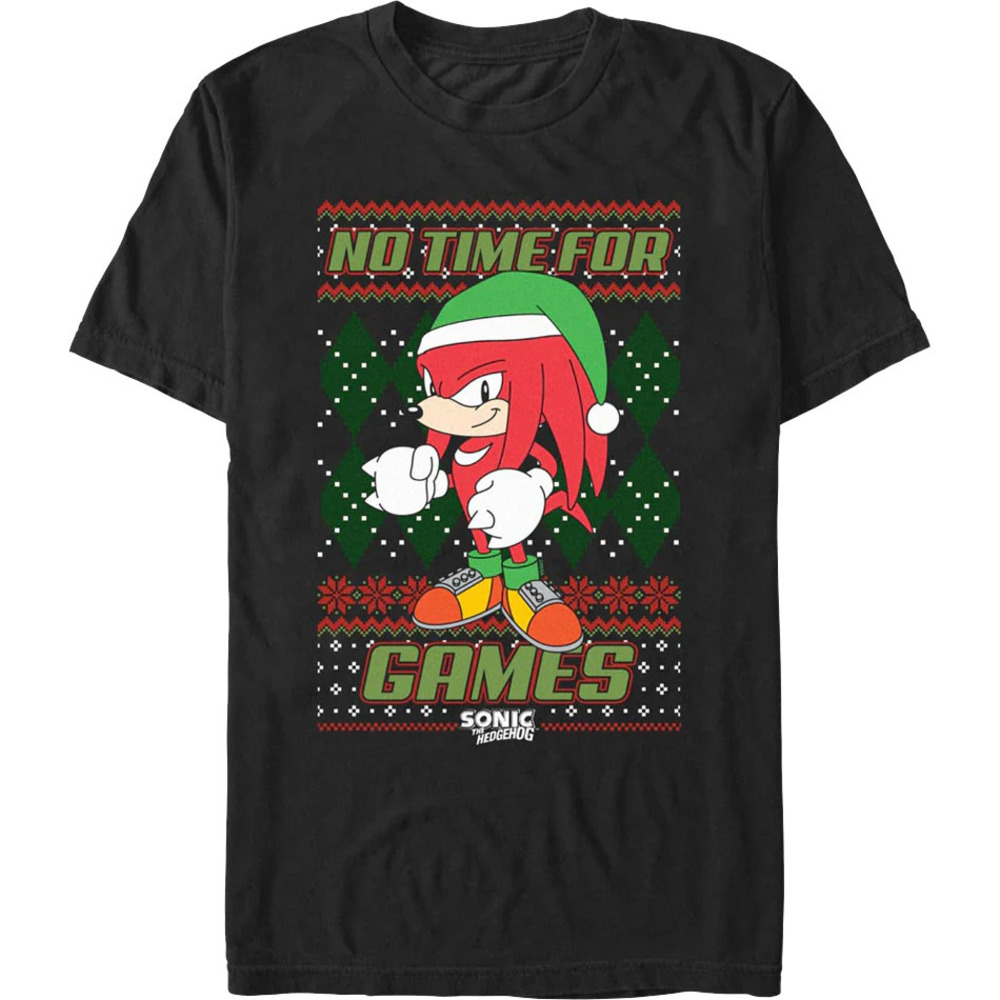 No Time For Games Faux Ugly Sweater Sonic The Hedgehog Tshirt